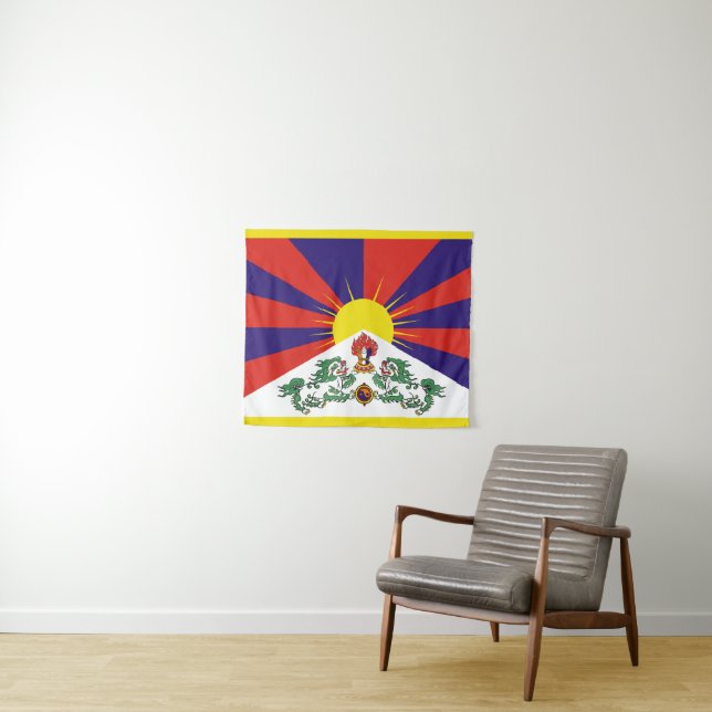 Tibet flag - Snow Lion Flag Tapestry (In Situ (Horizontal))