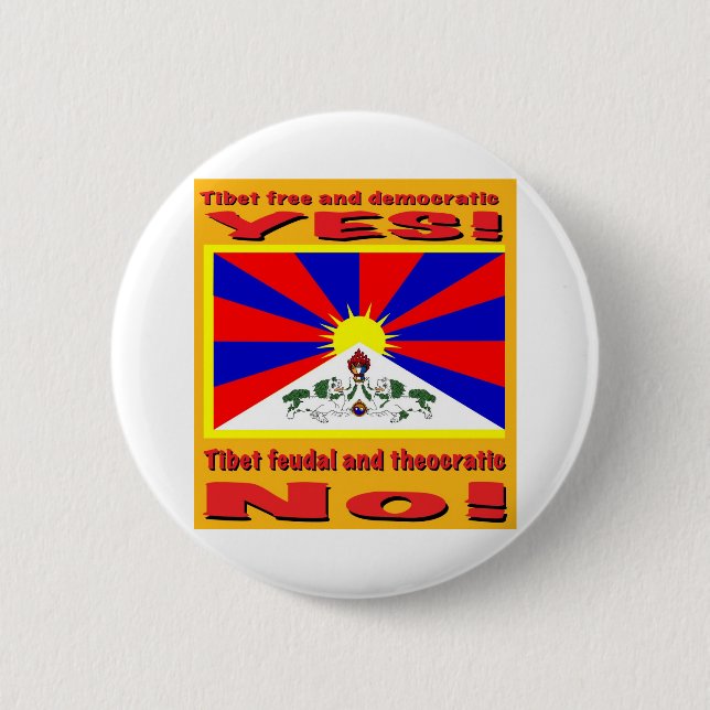 Tibet free and democratic 6 cm round badge (Front)