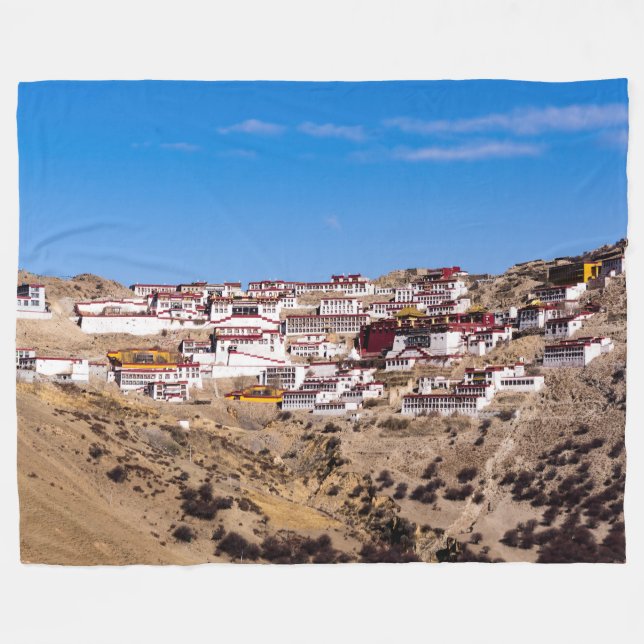 Tibet - Ganden Buddhist Monastery Fleece Blanket (Front (Horizontal))