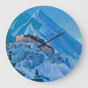 Tibet, Himalayas, 1933 by Nicholas Roerich Large Clock