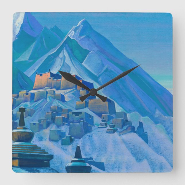 Tibet, Himalayas, 1933 by Nicholas Roerich Square Wall Clock (Front)