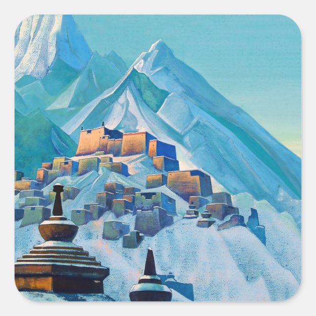 “Tibet Himalayas” by Nicholas Roerich Square Sticker (Front)