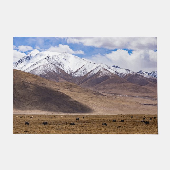 Tibet - Mountain landscape with yaks Doormat (Front)