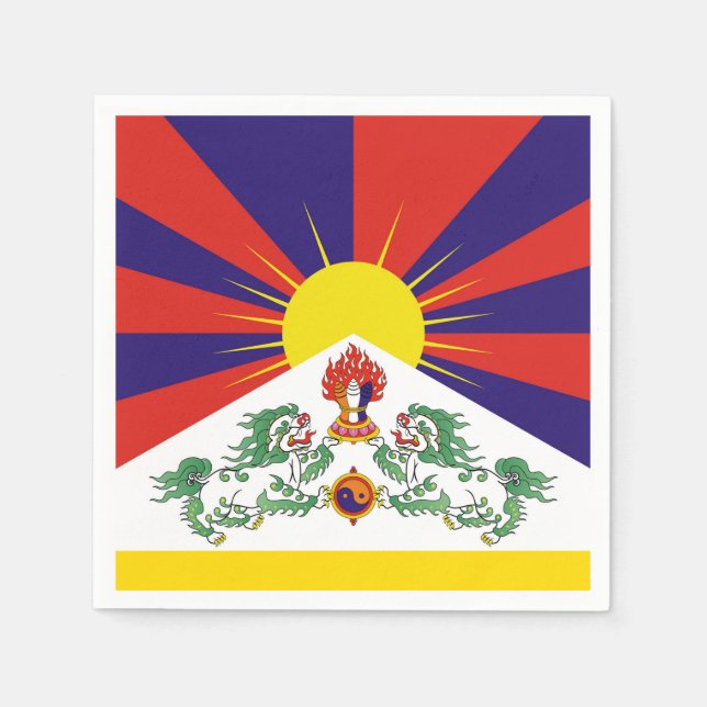 Tibet & Snow Lions flag, mantra- The Himalayas Napkin (Front)