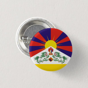 Tibet & Snow Lions flag - The Himalayas 3 Cm Round Badge