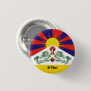 Tibet & Snow Lions flag - The Himalayas 3 Cm Round Badge