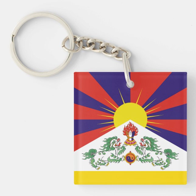 Tibet & Snow Lions flag - The Himalayas Key Ring (Front)