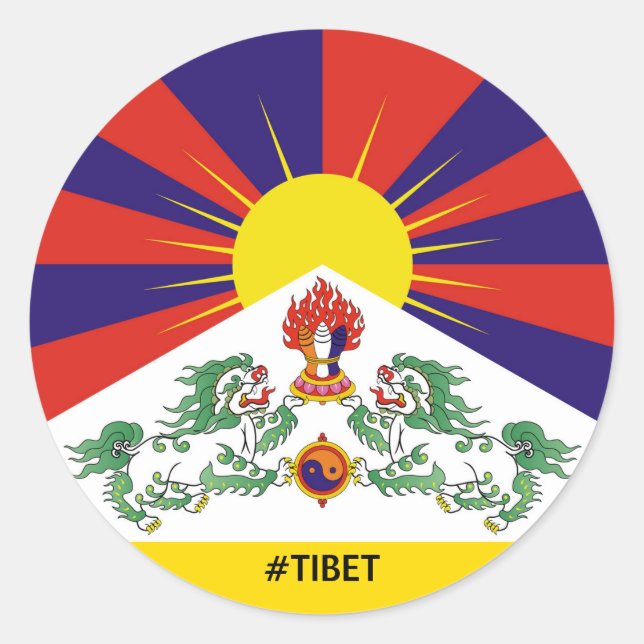Tibet, Snow Lions, Tibetan flag - The Himalayas Classic Round Sticker (Front)