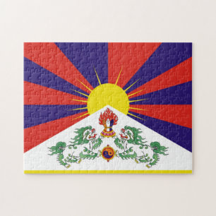 Tibet & Snow Lions, Tibetan flag - The Himalayas Jigsaw Puzzle
