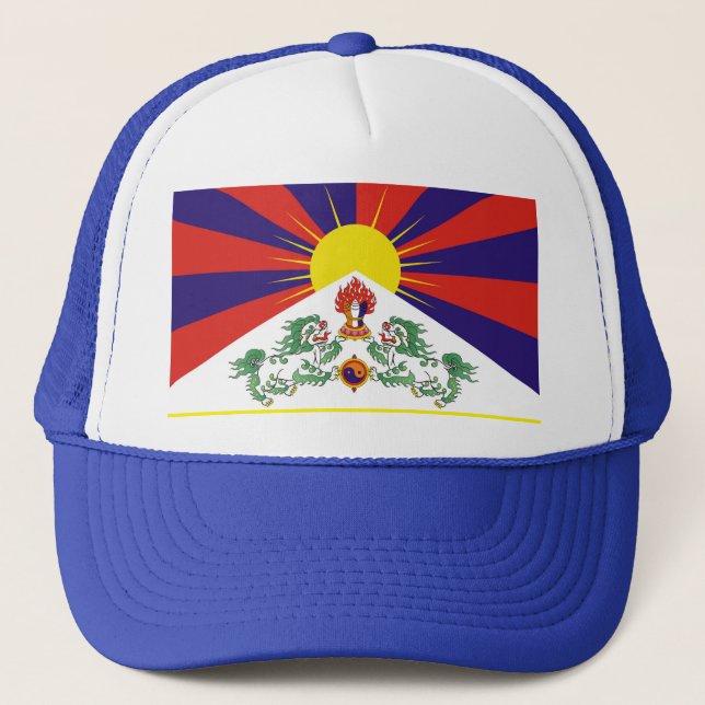Tibet, Snow Lions, Tibetan flag - The Himalayas Trucker Hat (Front)