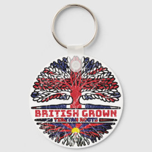Tibet Tibetan British UK Tree Roots Flag Key Ring
