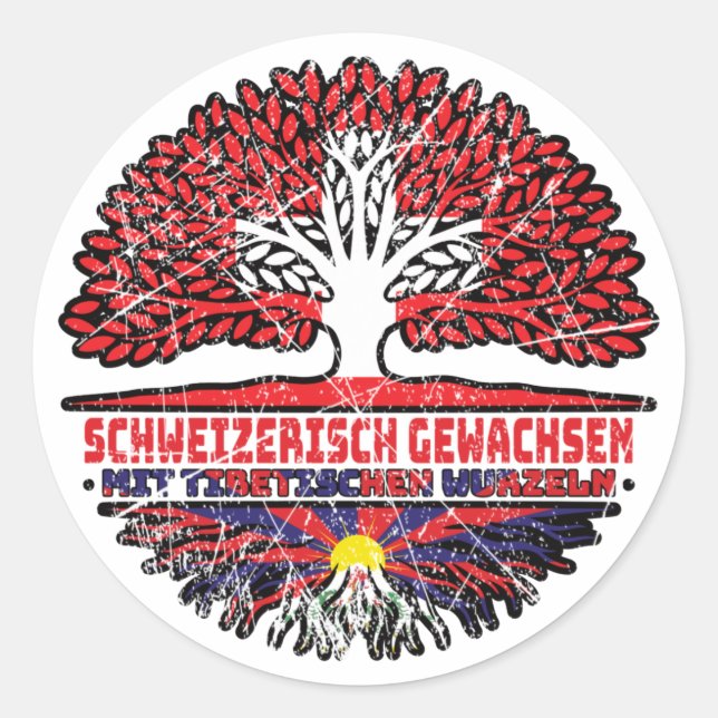 Tibet Tibetisch Schweizer Schweiz Baum Wurzel Classic Round Sticker (Front)