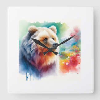 Tibetan Bear Serenity 240824AREF127 - Watercolor Square Wall Clock