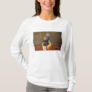 Tibetan Buddhist monk lifting a boy to ring a T-Shirt