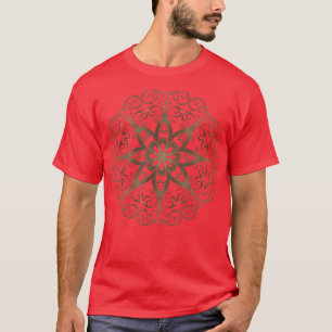 Tibetan Copper Brown Chakra Reiki Mandala Hearts T-Shirt