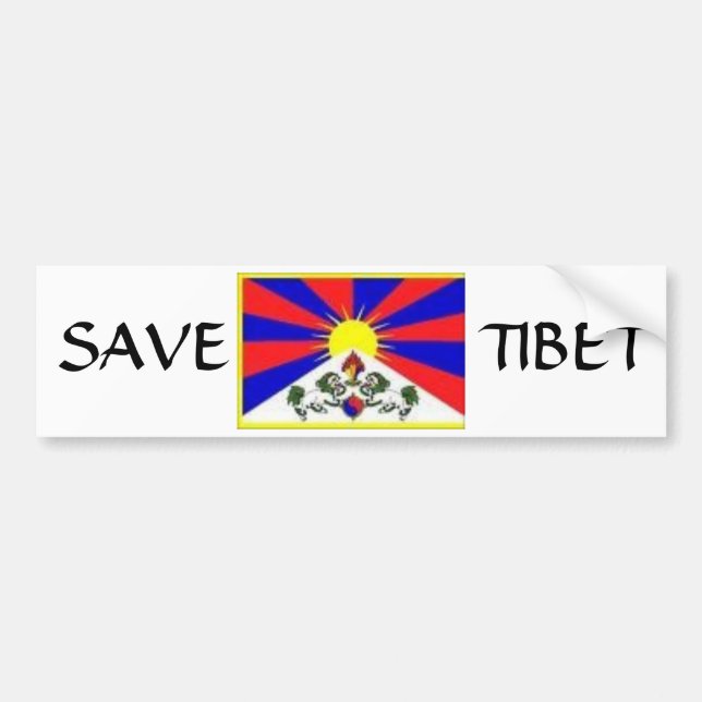 tibetan flag, SAVE, TIBET Bumper Sticker (Front)