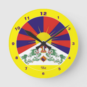 Tibetan Flag & Time Clock /Himalayas Snow Lions