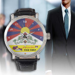 Tibetan Flag Watch, Tibet Map, design / Free Tibet Watch<br><div class="desc">Watch: Unique Tibetan Flag watch featuring map of Tibet and text "Follow your heart - Free Tibet" (customise) - love my country,  travel,  patriots,  meditation,  yoga / Tibetan Buddhism</div>