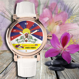 Tibetan Flag Watch, Tibet Map, Heart / Free Tibet Watch