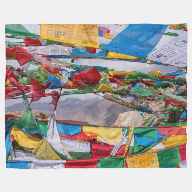 Tibetan landscape with prayer flags - Himalaya Fleece Blanket (Front (Horizontal))
