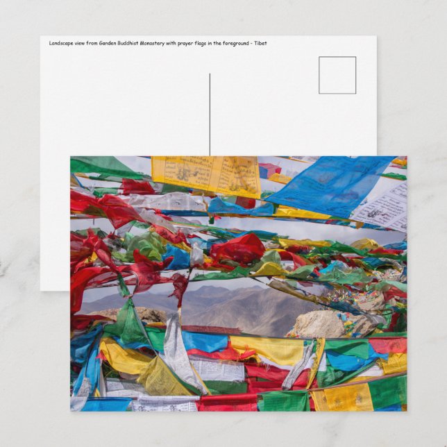 Tibetan landscape with prayer flags - Himalaya Postcard (Front/Back)