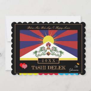 Tibetan Losar & Tashi Delek - New Year /flag Tibet Holiday Card