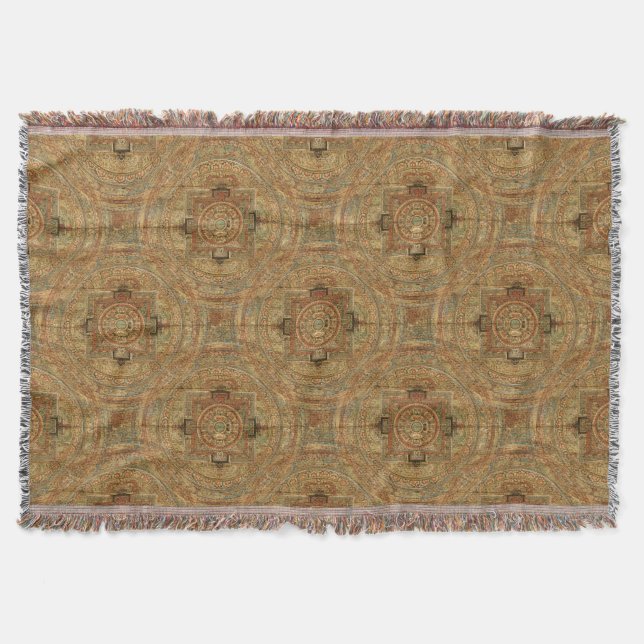 Tibetan Mandala Throw Blanket (Front)