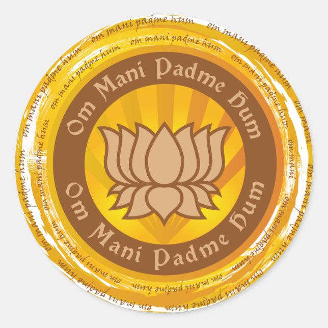 Tibetan Mantra Lotus Flower Classic Round Sticker (Front)