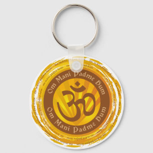 Tibetan Mantra with Aum Symbol Key Ring