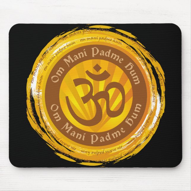 Tibetan Mantra with Aum Symbol Mouse Pad (Front)
