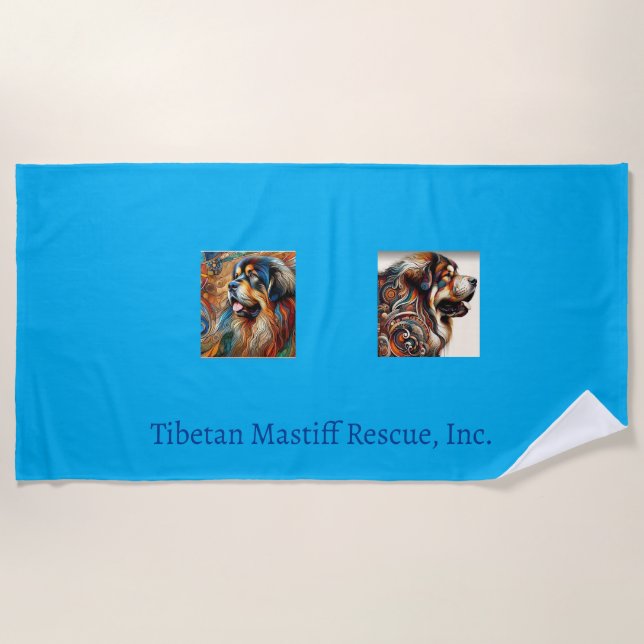 Tibetan Mastiff Beach Towel  (Front)
