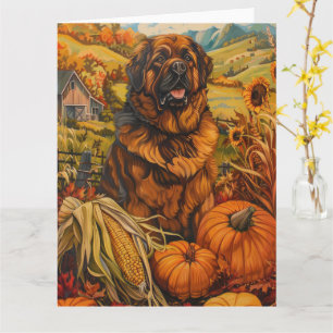 Tibetan Mastiff Dog Autumn Harvest Thanksgiving Card