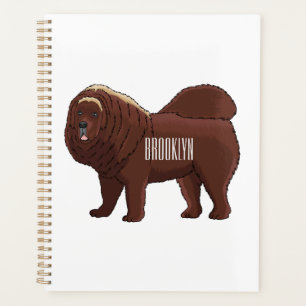 Tibetan Mastiff dog cartoon illustration Planner
