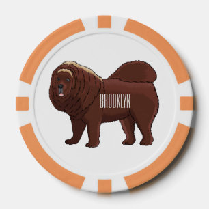 Tibetan Mastiff dog cartoon illustration Poker Chips