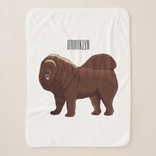 Tibetan Mastiff dog cartoon illustration Sherpa Blanket