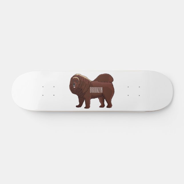 Tibetan Mastiff dog cartoon illustration Skateboard (Horz)