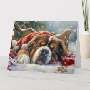 Tibetan Mastiff Dog Christmas Festive Card