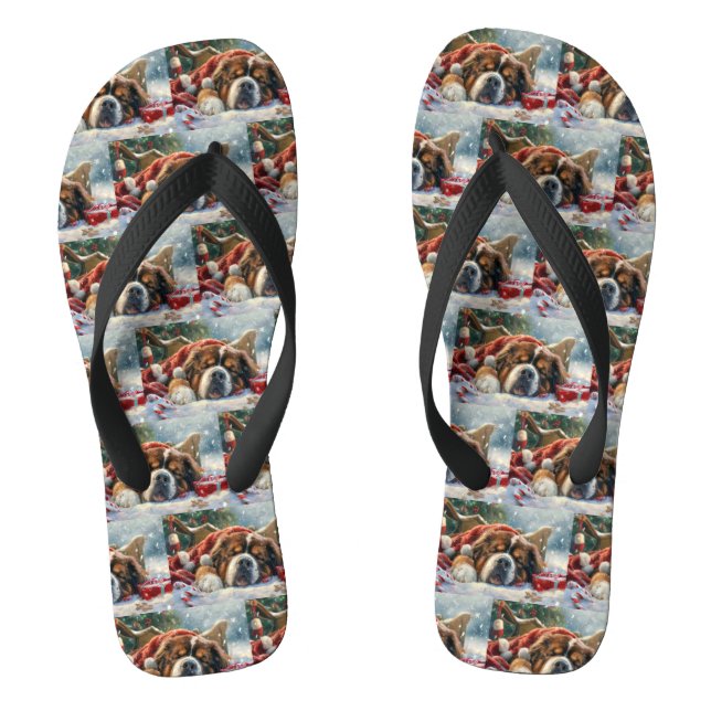 Tibetan Mastiff Dog Christmas Festive  Jandals (Footbed)