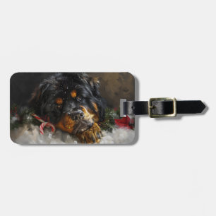 Tibetan Mastiff Dog Christmas Festive Luggage Tag