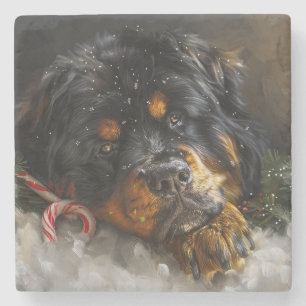 Tibetan Mastiff Dog Christmas Festive Stone Coaster