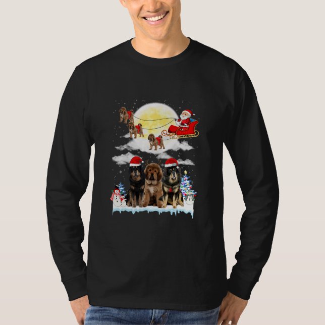 Tibetan Mastiff Dog Santa Sleigh Christmas Lover  T-Shirt (Front)