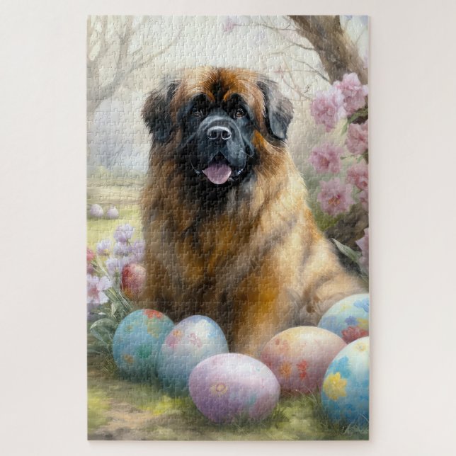 Tibetan Mastiff Dog with Easter Eggs Holiday  Jigsaw Puzzle (Vertical)