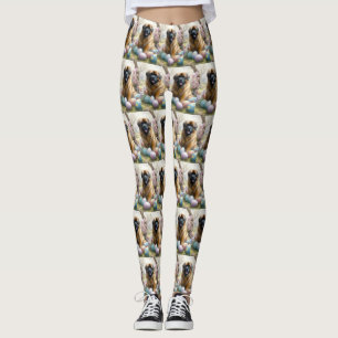 Tibetan Mastiff Dog with Easter Eggs Holiday  Leggings