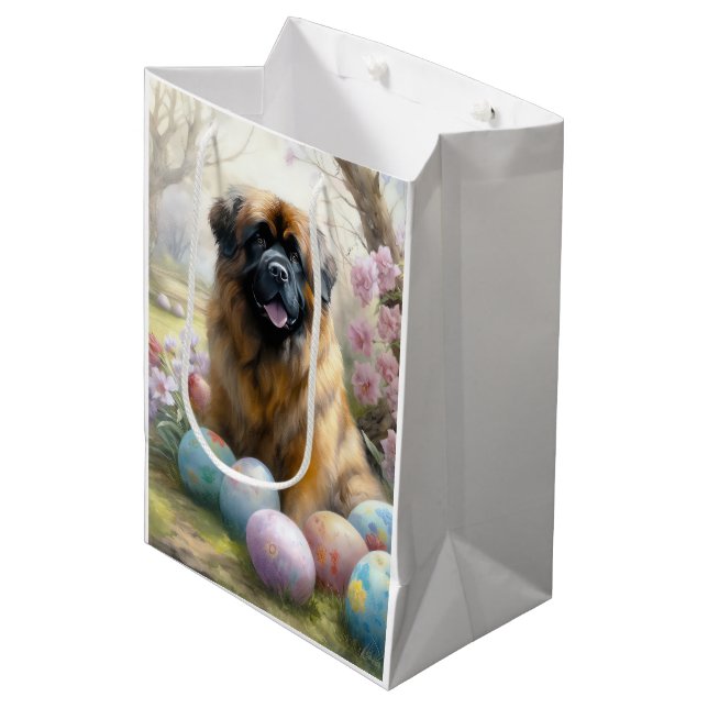 Tibetan Mastiff Dog with Easter Eggs Holiday  Medium Gift Bag (Front Angled)