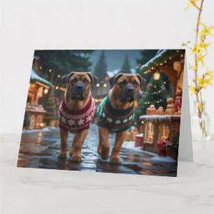 Tibetan Mastiff Dogs Christmas Snow Holiday Card