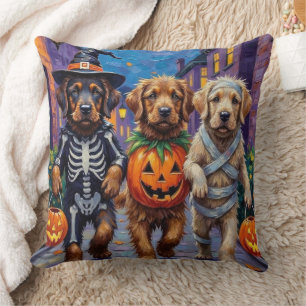 Tibetan Mastiff Dogs In Halloween Costumes Cushion