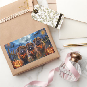 Tibetan Mastiff Halloween Spooky Rectangular Sticker