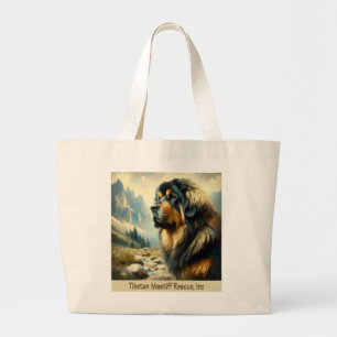 TIBETAN MASTIFF HEAD WITH MOUNTAINS TOTE BAG