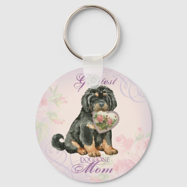 Tibetan Mastiff Heart Mum Key Ring (Front)