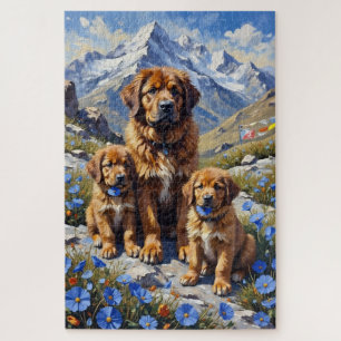 Tibetan Mastiff Himalayan Poppy Art Jigsaw Puzzle